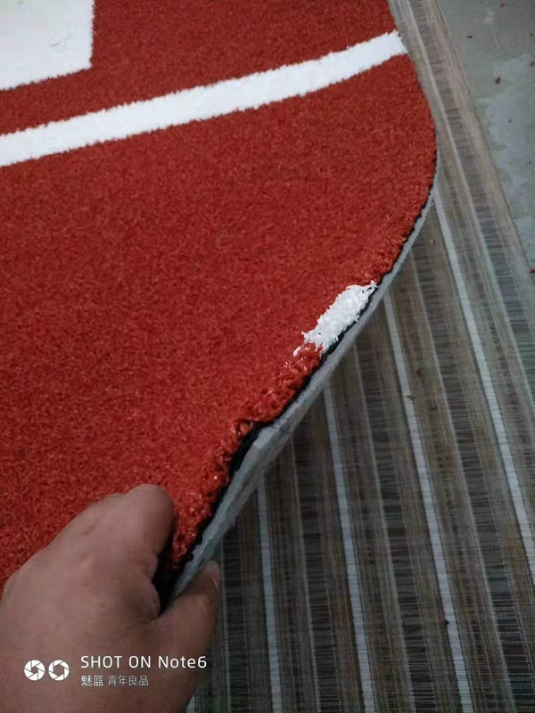 Orange artificial grass with white lines for gym sledding use PU Foam underlay